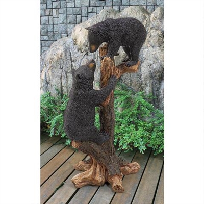 Climbing Cubs Black Bear Statue